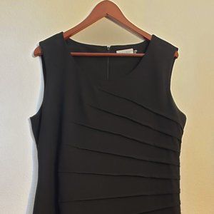 CALVIN KLEIN Womens Stunning Black Runched Sleeveless Sheath Style Dress SZ 14